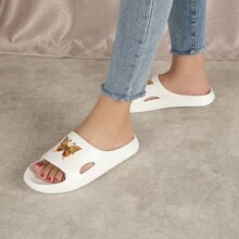 Women's Summer Slippers, Indoor Home Shower EVA Molded Thick-Soled Slides, Unisex Cartoon Printed Lightweight Soft Durable - Kingdee White - View 4