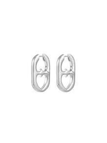 1 par de pendientes minimalistas con diseño geométrico hueco de corazón, joyería de moda estilo francés para mujeres