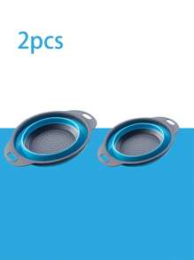 “二合一可折叠硅胶滤锅 - 食品安全可折叠滤锅篮，用于清洗蔬菜、水果和沙拉 | 耐热防滑底座（家庭厨房、露营和商业用途）” - 彩色 - 查看 1