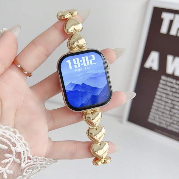 1pc Women Apple Watch Band, Metal Strap Compatible With Apple Watch 45/46/49/38/40/41/42/44mm, Floral Design, Fit For Apple Watch Ultra/SE/Series 10/9/8/7/6/5/4/3/2/1