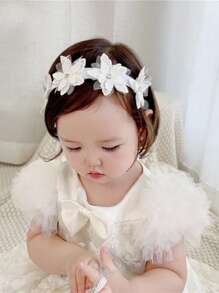 3 件套韩式春夏花卉头带、网状花朵、公主拍照道具蕾丝蝴蝶结装饰