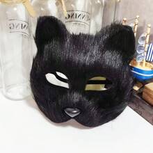 Fox Mask, Creative Animal Half-Face Fox Mask For Makeup Party, Valentine's Day, Simulating Cat Hair Mask, Makeup Party, Valentine's Day