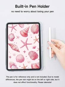Summer Phone Case 1pc Ocean Elements & Pink Star Pattern Flat Tablet Protective Case, Compatible With IPad 10.2", IPad Pro 2021/2020, IPad 9th/10th Gen, Galaxy Tab A8 10.5" 2022, Matepad 10.4"/Tab, Anti-Drop, With Pen Slot, Support Sleep/Wake