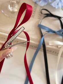 8 Stücke süße Ballettbänder, Schleifenbarrettes, minimalistische Doppel-Zopfclips, Prinzessinnen-Haarclips, Pony-Clips, Seitenclips, geeignet für den täglichen Gebrauch - Beige + Schwarz + Blau + Weinrot - Übersicht 4