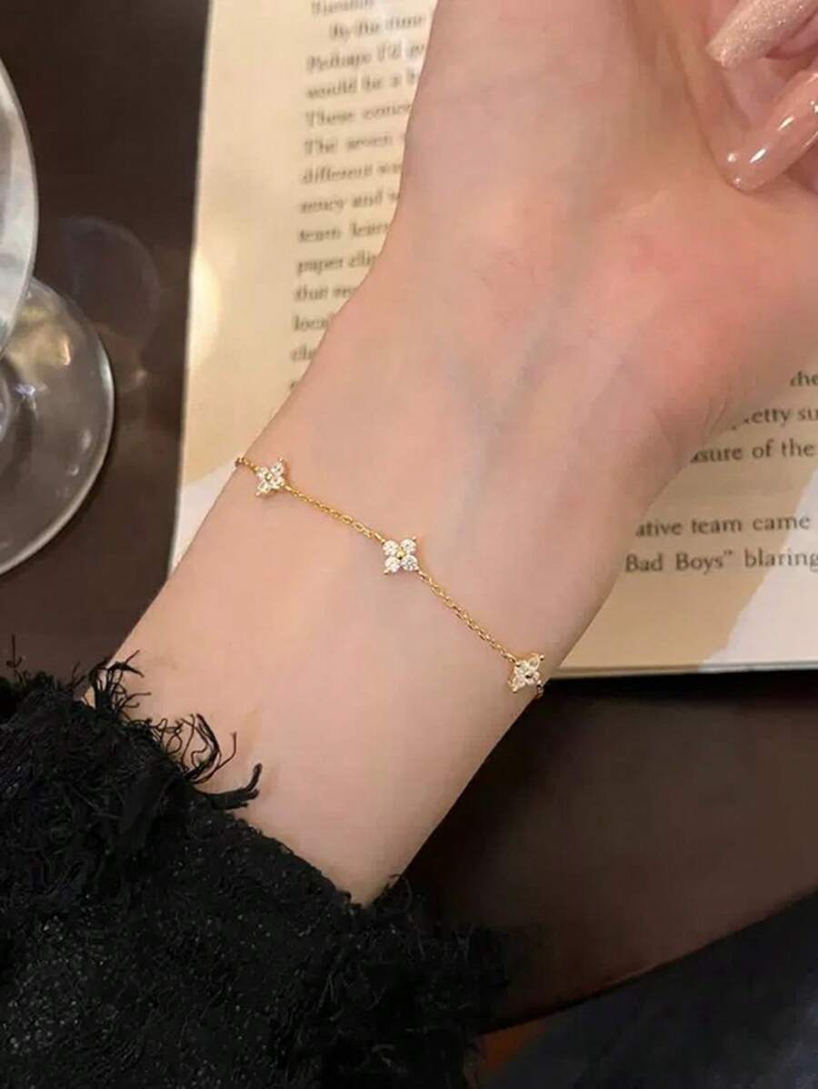 Versatile Fully Rhinestone Women's Bracelet, Niche Design High-End Minimalist Style, Ethereal Elegant, 2025 New Edition - Full Diamond Bracelet - View 1