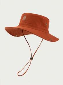 1 件男女通用纯色刺绣渔夫帽，时尚户外徒步钓鱼防晒帽，休闲防风抽绳帽，适合春秋冬日常使用 - A - 查看 14