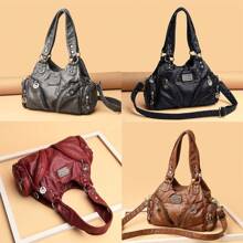 Women's Handbag PU Leather Hobo Handbag Women Vintage Shoulder Bag Hobo Bag Women Top Handle Bag Crossbody Bag Retro Bags For Women Brown