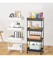 4 Tier Multipurpose Kitchen Storage Cart #0803 - White - View 3