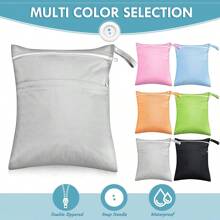 11.8"X15.7" Multipurpose Waterproof Storage Bag With Dual Pockets, Durable & Washable - Perfect For Diapers, Travel Essentials, Etc. - Available In Gray, White, Red, Green, Blue, Black - Multicolor - View 2