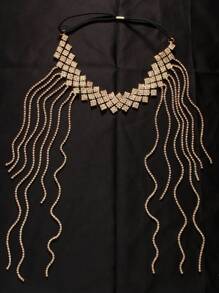 1 件异国风情长流苏发链头饰，时尚头带带水钻，适合女士、派对和搭配配饰 - 金色 - 查看 5