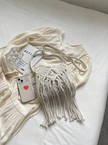 Woven Small Shoulder Bag For Women, New Fashion Straw Braid Crossbody Bag, Versatile Small Square Envelope Bag, Chic Bohemian Style Sling Bag For Beach Vacation