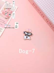 1pc Realistic Metal Cute Smiling Dog Anti-Dust Plug Compatible With IPhone, Android, Lightning, Type-C Port Decor