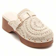 Summer Fashion Versatile Woven Platform Wedge Sandals - Beige - View 1