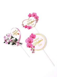 10 件母亲节蛋糕装饰 - 粉色心形和玫瑰图案，适用于纸杯蛋糕和甜点，无需电源，羽毛纸材料 - 彩色 - 查看 1