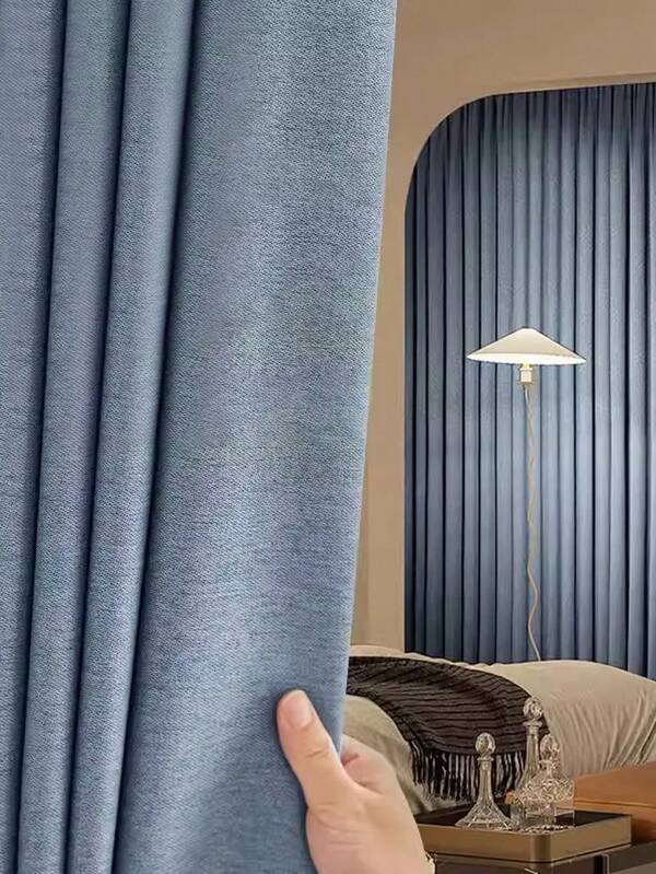 1 pieza Cortina opaca minimalista de estilo nórdico engrosado, aislante de sonido, aislante de calor, cortina de lujo lista para instalar con orificios