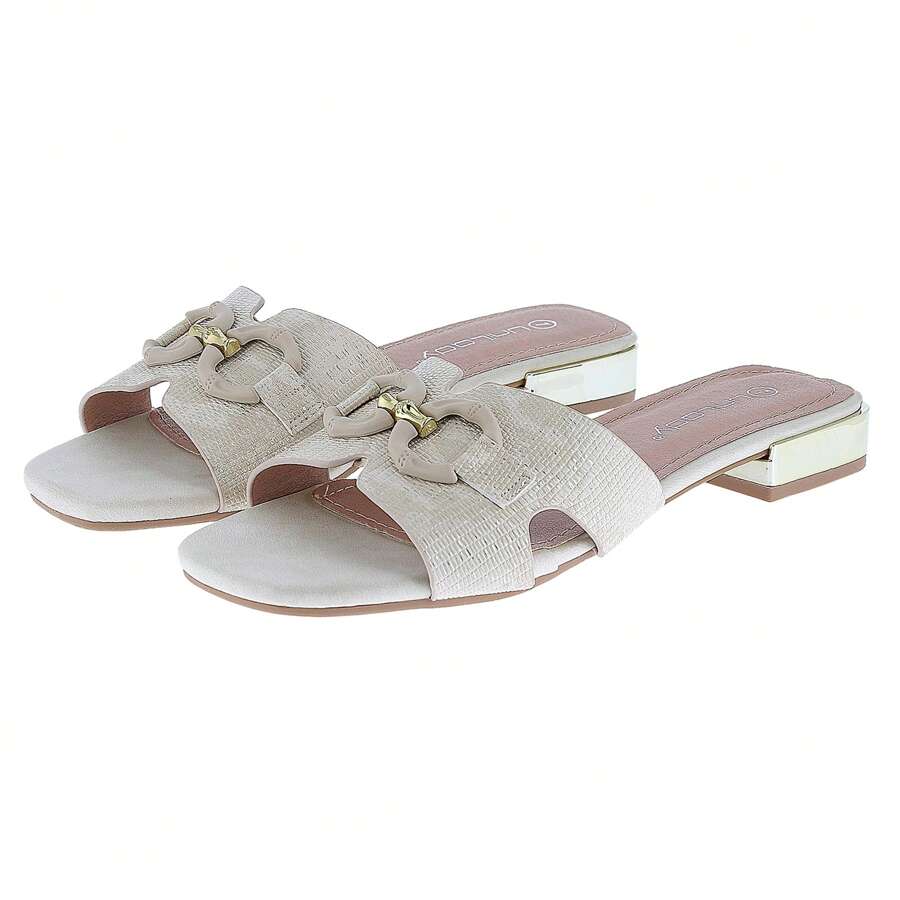 BELOVELY 女士平底凉鞋夏季舒适方形露趾一脚蹬 PU 皮革拖鞋凉鞋 [SQUARE-26]