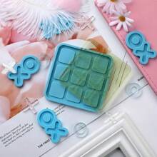 井字游戏树脂模具，带 5 个国际象棋模具，XO 棋盘游戏硅胶模具，用于树脂铸造 DIY 桌面棋盘游戏派对装饰家居装饰工艺礼品用品