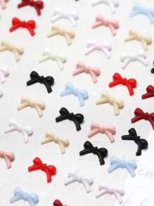 50Pcs/Bag Mixed Color Mini Bow Nails Press On Nail Art Kawaii Flatback Resin Rhinestones Nail Charms Nail Supplies Nails Nail Gems