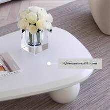 Irregular Coffee Table Modern Wood Cloud Shape End Table Low Coffee Table For Living Room Cloud Coffee Table With 3 Ball Legs For Living Room Bedroom (Cream, 47.24*31.49*13.78inch)