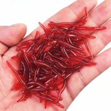 100pcs Soft Fishing Lures, Artificial Worms & Red Worms Fishing Baits, Outdoor Seaside Fishing Baits, Fishing Accessories