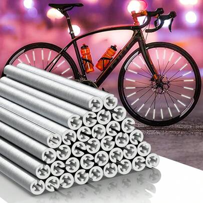 36pcs Bicycle Spoke Reflectors, Diy 360° Visibility, Easy To Install, Spoke Covers Made Of Reflective Material, No Batteries Required, Waterproof Warning Spokes, Suitable For Night Cycling