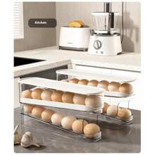1pc Egg Storage Box With Cover, Rotating Egg Holder Rack, Refrigerator Side Door Egg Organizer, Made Of PP+PET