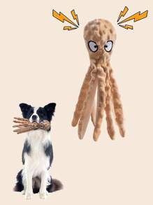 Hollypet 章鱼造型毛绒玩具，内置发声器，柔软易发声，适合中大型犬，互动性强，可缓解狗狗无聊，经久耐用，耐咬耐咬，适合室内卧室或室外花园玩耍，宠物喜爱。