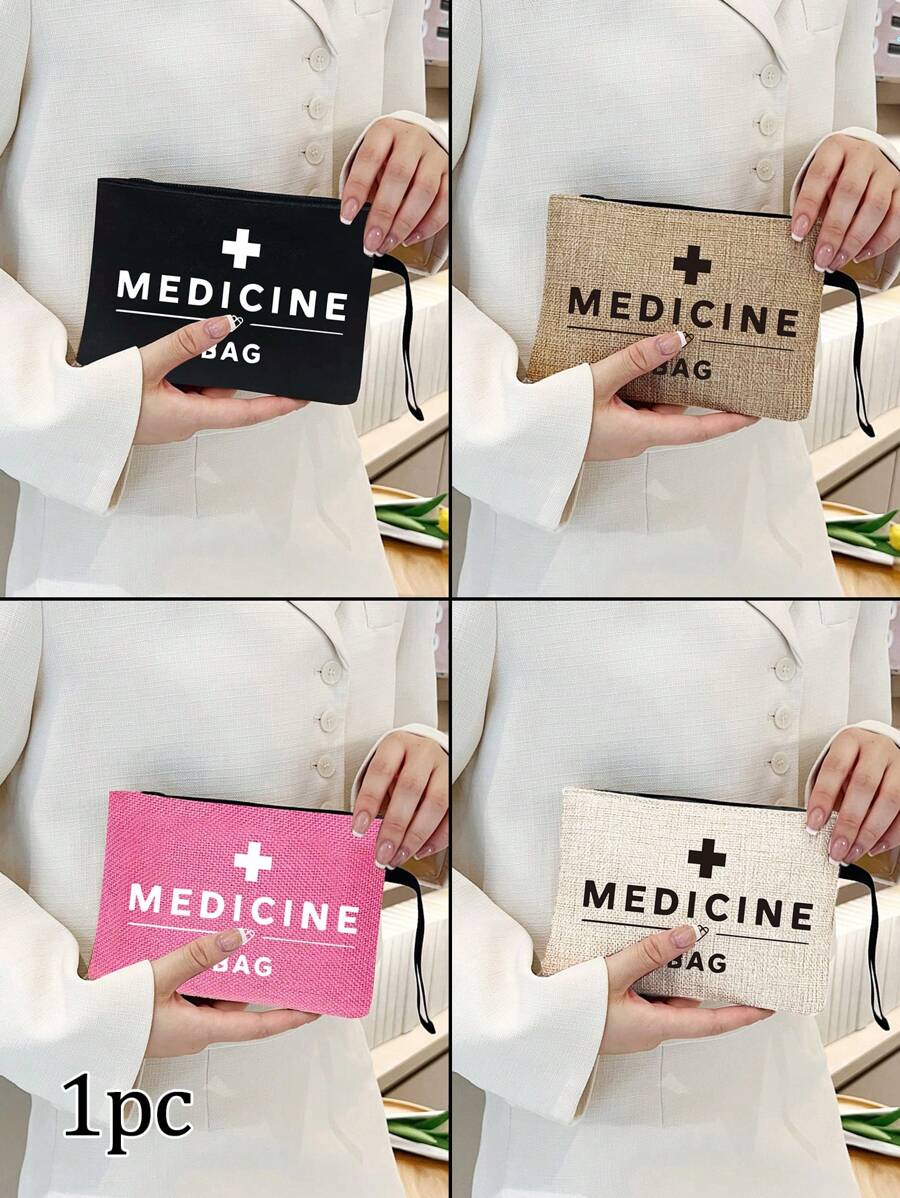 医药包，复古风格医药包化妆包 - TSA 认可尼龙旅行袋，带定位印花，可手洗 - 适合装药品、个人护理用品、卫生用品、糖果和作为礼物，可重复使用的化妆包，零钱包，便携式化妆包，多功能护肤品收纳袋 - 彩色 - 查看 1