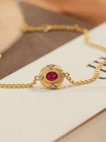 1 pieza Elegante brazalete ovalado pulido de plata de ley 925, diseño de cadena rizada cepillada, ligero y casual para uso diario, viajes y fiestas, regalo para el Día de San Valentín, cumpleaños