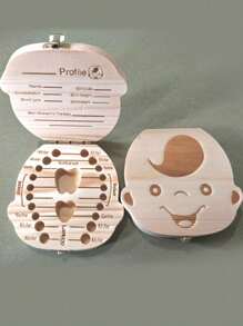 1pc Wooden Kids Tooth Storage Box, Baby Tooth Collection Box, Infant Tooth Fairy Keepsake Box (One Random Style) Baby Shower Easter Gifts Things For Girls/Boys - Multicolor - View 10