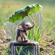 Whimsical Youngsters Elephant In Rain Acrylic Garden Stake - Bohemian Style, No-Power Needed, Featherless Decor For Gardens, Lawns, Patios & Flower Beds, Elephant Decor