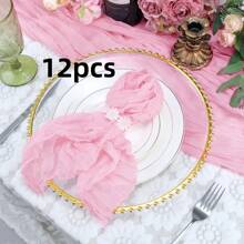 6/12/18/24/30pcs Set Balinese Sheer Coffee Color Napkins, 19.7 X 19.7 Inch Square Romantic Boho Style Transparent Napkins For Gift, Decoration, Vintage Bridal Shower, Birthday Party, Holiday Table Centerpiece (Multi-Color Options)