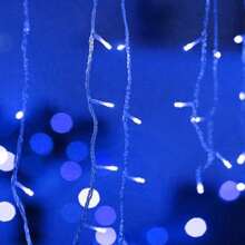 216 LED Window Fairy Curtain String Lights, 8 Modes Fairy Lights For Bedroom Wedding Party Home Garden Outdoor Indoor Wall Decorations - Màu xanh lam - Xem 3