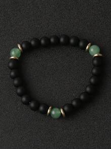 1件波西米亚风男士熔岩接地手链，带来内在力量、乐观和勇气，平衡精神冥想，时尚疗愈饰品，男女皆宜 - 黑色 - 查看 9