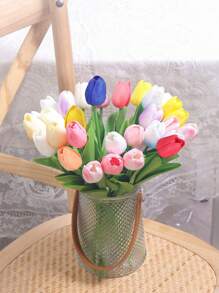 1pc/6pcs/10pcs Artificial Tulips, Plastic Simulation Flowers, Realistic Blooming Tulips, Suitable For DIY Craft, Wedding Bouquets, Home And Tabletop Decor, Indoor And Outdoor Decor, Living Room, All Seasons, Christmas, Valentine's Day, Mother's Day, Graduation, Wreath Day, Junefest, Not Including Containers Gifts Birthday Birthday Decorations Party Decorations Bachelorette