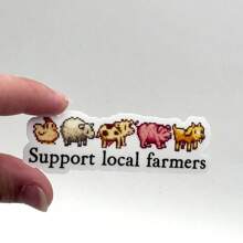 Support Local Farmers, Stardew Valley Farming Sticker, Animal Sticker, For Laptops, Flasks, Cellphones, Bullet Journal, Planner, Water Bottle, Phone Case, Decor - Multicolor - View 1
