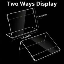 1 pezzo/5 pezzi Porta cartellini segna prezzo in acrilico da 8,89 cm/3,5 pollici x 6,35 cm/2,5 pollici, mini cartellini segna prezzo in acrilico per buffet, espositori di prezzo al dettaglio, supporto in plastica trasparente da banco per biglietti da visita, cartellini, cartelli per matrimoni, regali estivi di compleanno, forniture scolastiche, decorazioni per la stanza