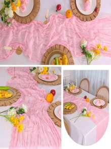 1pc Ruched Gauze Cheese Cloth Table Runner, Soft Touch, Premium Gauze Table Runner, Suitable For Weddings, Parties, Arches, Tables, Birthday Backdrops, Christmas, Baby Showers, Adding Romantic Ambiance And Cozy Party Atmosphere