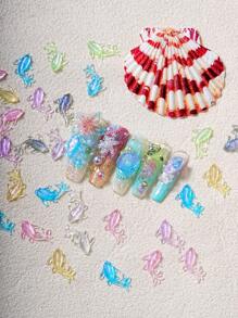 100pcs Spring Summer Nail Decorations Ocean Animal Mermaid Shell Starfish Nail Charms For Nail Art - Cute Kawaii Fish & Jellyfish Flatback Rhinestones, DIY Nails Decorations, Scrapbooking & Home Decor Craft Accessories