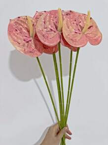 1 PIEZA/3 PIEZAS/5 PIEZAS Flores artificiales de Anthurium Lily (rosado manchado) para decoración de bodas, oficina, fiesta, hotel, hogar, centro de mesa - Rosa manchado - Ver 6