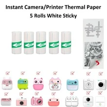 Rolos de Papel Adesivo de Etiqueta Colorido Autocolante Mini Impressora Térmica - Papel de Impressão de Fotos de 57mm de Largura para Phomemo/Memoking M02/T02/M04AS, Scrapbook/Notas de Texto/Designs de Adesivos Artesanais