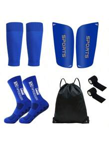 5-Piece Set: Men & Women Football Leg Warmers, Mid-Calf Anti-Slip Leg Warmers, Soccer Shin Guards, Youth Soccer Bag, Leg Sleeve & Bandage For Professional Training - Multicolor - View 5