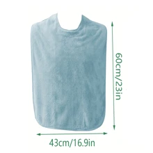 5pcs/Pack Grey & Blue Double-Sided Fleece Adult Bibs, Warm Reusable Bibs For Elderly, Disabled People, Meal Time Crumb Catcher, Clothing Protector, Suitable For Adults With Special Needs