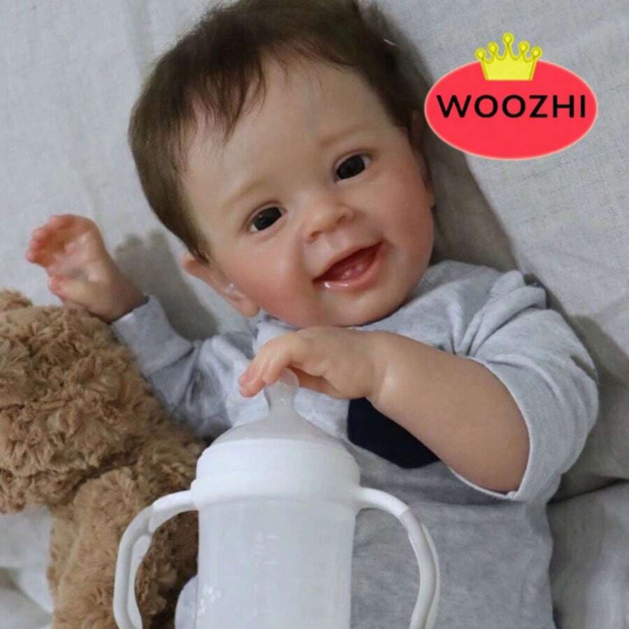Rebirth Doll 55CM Lifelike Cute Face Newborn Doll, 22-Inch Rebirth Doll With Feeding Accessories And Yellow Duck Gift Set, It Is A Very Cute Doll - Light Grey - View 1
