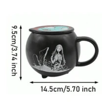 1PC Disney Sally Mug With lid Official Licensed Magic Heat Color Changing Large 14-Ounce Water Milk Oatmeal Coffee Water Office Breakfast Cup Espresso Tea Cup Couple Character Novelty Gift - 黑色 - 查看 3