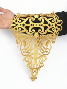 1pc Big Size Flower Golden Thread Embroidery Hot Melt Adhesive Patches For Dress Applique Patch Costume Decorate