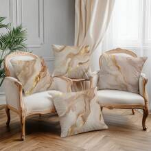 MEMNUN 4pcs 17.7*17.7in(45*45cm)/19.69*19.69in(50*50cm)/15.75*15.75in(40*40cm) Beige Marble Pattern Printed Polyester Pillowcase Cover [Single-Sided Printing][Pillow Insert Not Included], Suitable For Home, Bedroom, Sofa, Car Decoration, Personalized Gifts - Multicolor - View 11