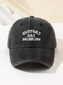 1 件女士时尚软顶棒球帽，绣有“SUPPORT DAY DRINKING”文字，可调节，透气，适合户外运动、露营、海滩、节日礼物 - B - 查看 28