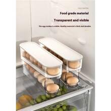 1pc Egg Storage Box With Cover, Rotating Egg Holder Rack, Refrigerator Side Door Egg Organizer, Made Of PP+PET