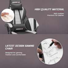 BOSSIN Gaming Chair with Footrest and Massage 400lb Weight Capacity, Big and Tall Gaming Chair for Adults, Ergonomic Heavy Duty Gaming Chair with Large Size Seat and High Back - Blanco - Ver 6